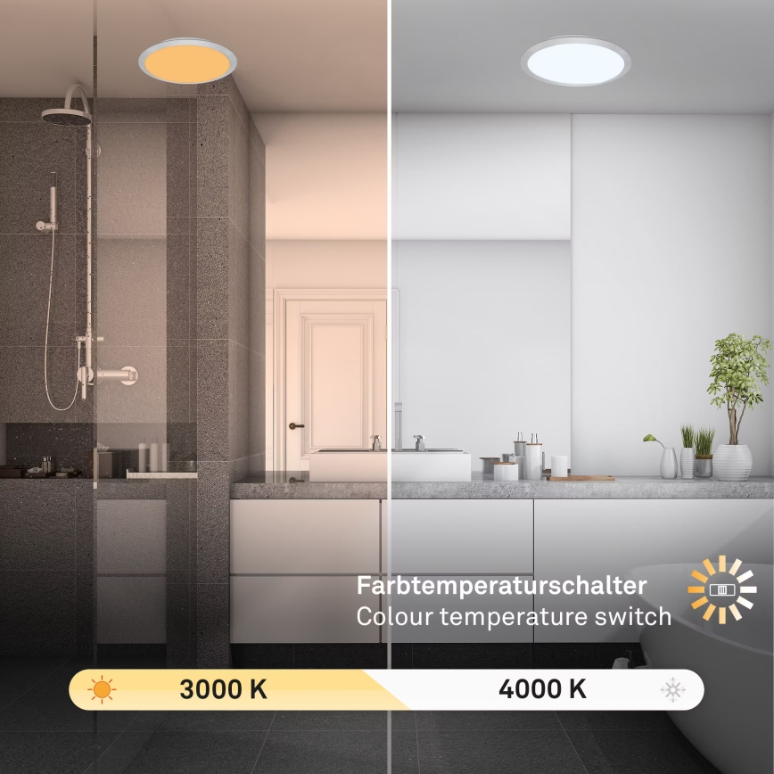 Brilo - Plafoniera LED per bagno CTS LED/21W/230V 3000/4000K IP44 Ø 37 cm, cromo satinato