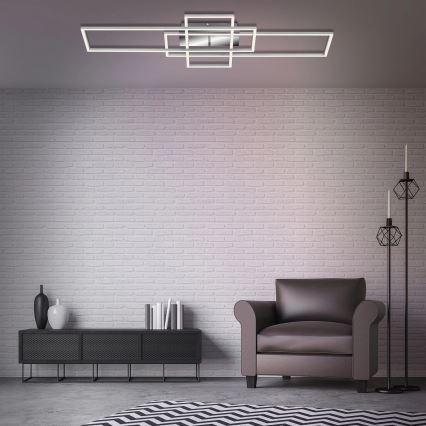 Brilo - Plafonnier à intensité variable FRAME LED/51W/230V 2700-5000K chrome mat + télécommande