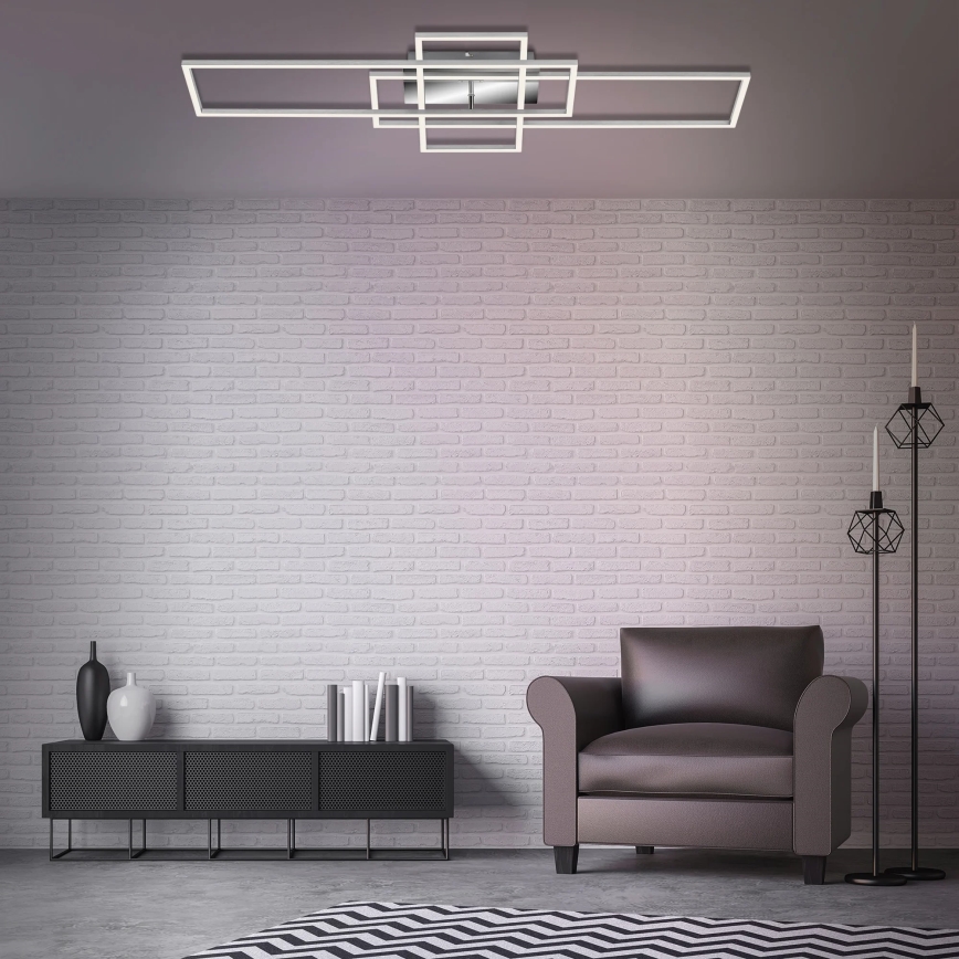 Brilo - Plafonnier à intensité variable FRAME LED/51W/230V 2700-5000K chrome mat + télécommande