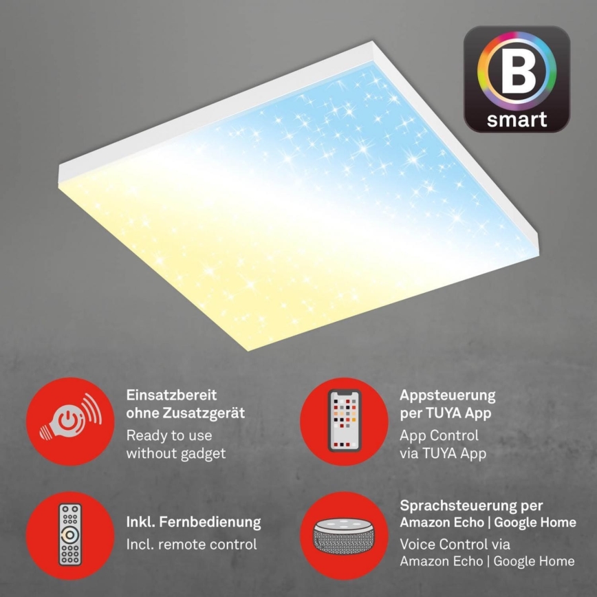 Brilo - Plafonnier à intensité variable FRAMELESS LED/24W/230V 3000-6500K Wi-Fi Tuya + télécommande