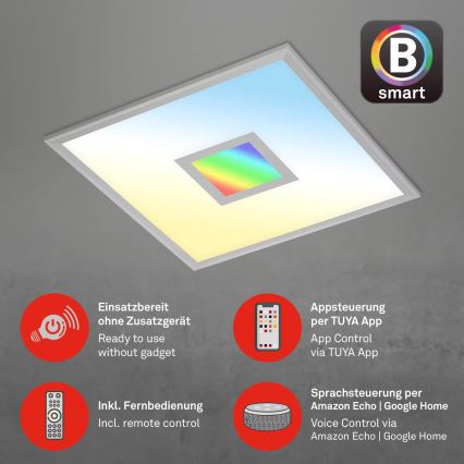 Brilo - Plafonnier à intensité variable RGB CENTRO LED/24W/230V 2700-6500K Wi-Fi Tuya + télécommande
