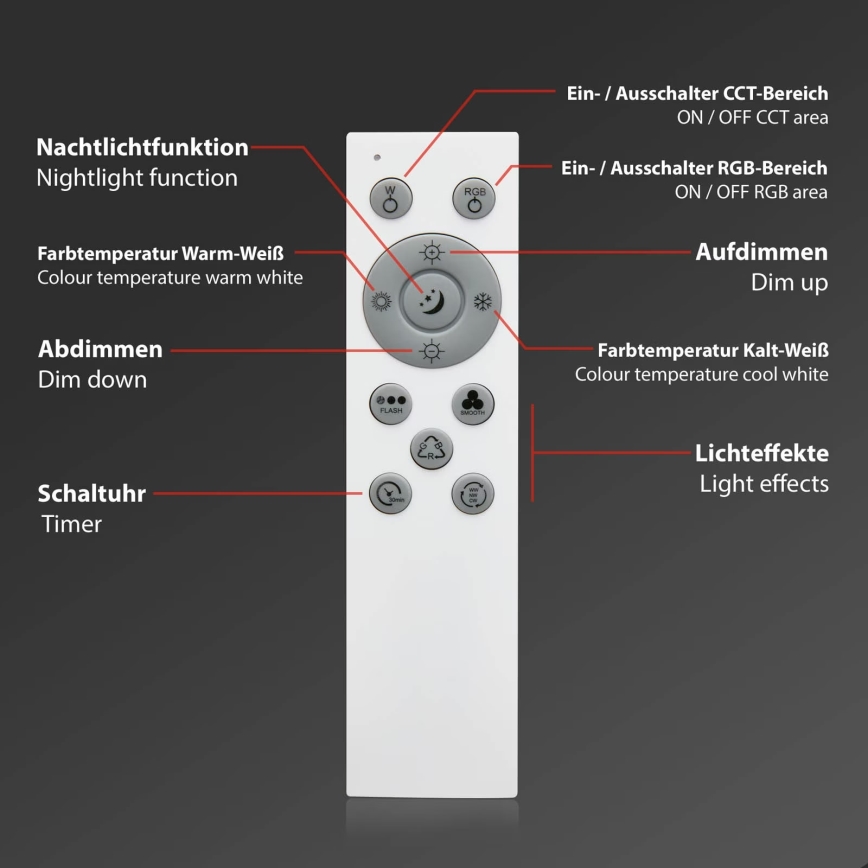 Brilo - Plafonnier à intensité variable RGB CENTRO LED/24W/230V 2700-6500K Wi-Fi Tuya + télécommande