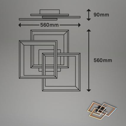 Brilo - Plafonnier LED à intensité variable FRAME LED/45W/230V 2700-6500K + télécommande