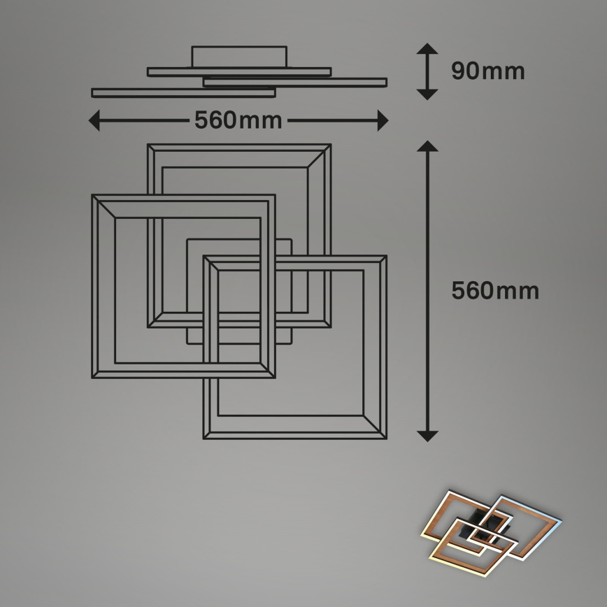 Brilo - Plafonnier LED à intensité variable FRAME LED/45W/230V 2700-6500K + télécommande