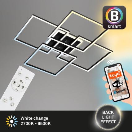 Brilo - Plafonnier LED dimmable FRAME LED/50W/230V 2700-6500K 72,4x72,4cm noir Wi-Fi Tuya + télécommande