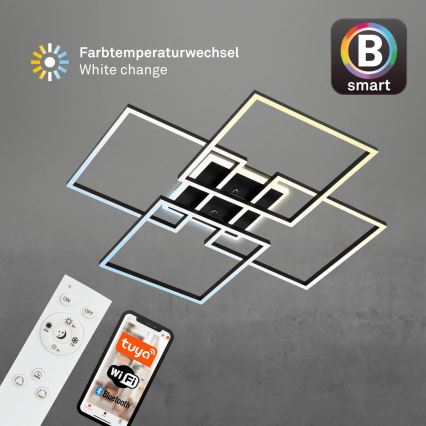 Brilo - Plafonnier LED dimmable FRAME LED/50W/230V 2700-6500K 72,4x72,4cm noir Wi-Fi Tuya + télécommande