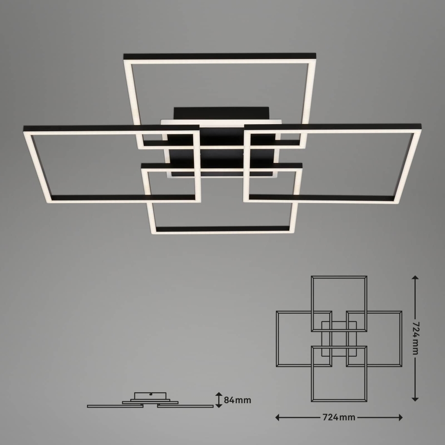 Brilo - Plafonnier LED dimmable FRAME LED/50W/230V 2700-6500K 72,4x72,4cm noir Wi-Fi Tuya + télécommande
