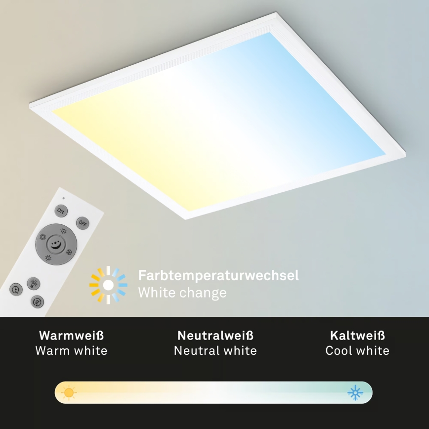 Brilo - Plafonnier LED dimmable LED/21W/230V 3000-6500K 38x38 cm blanc + télécommande