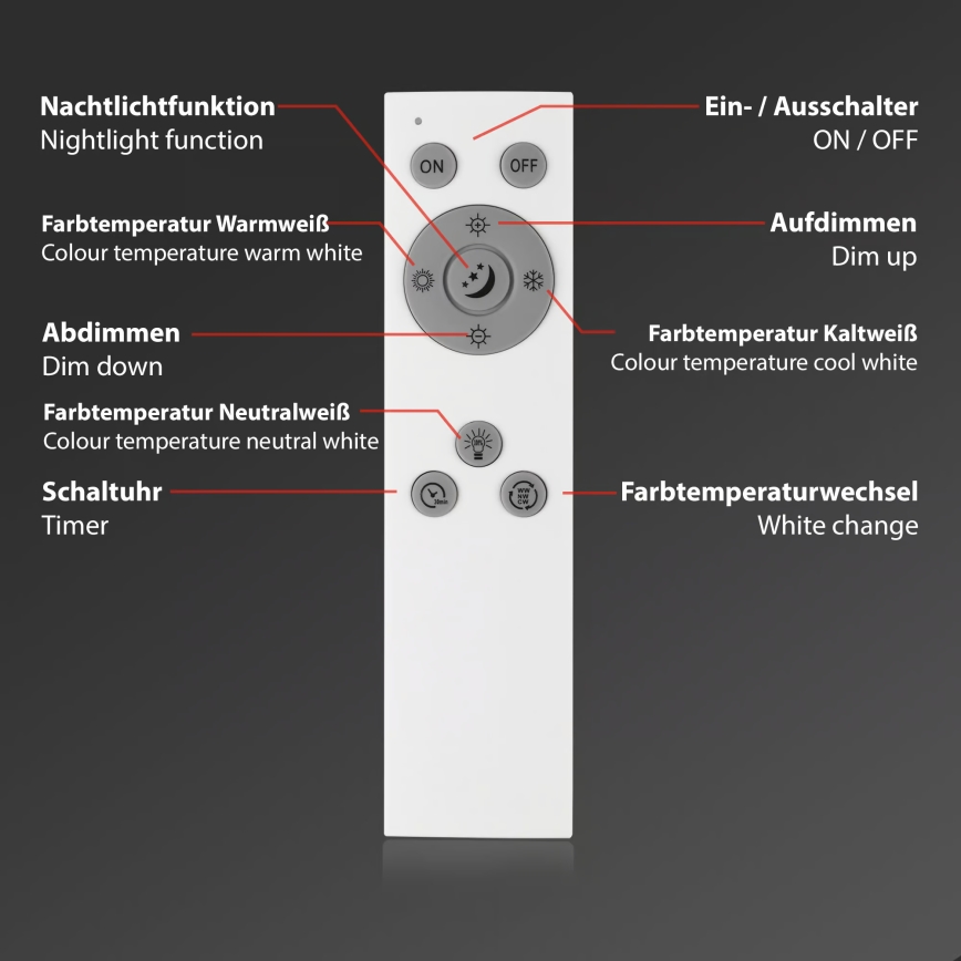 Brilo - Plafonnier LED dimmable LED/21W/230V 3000-6500K 38x38 cm blanc + télécommande