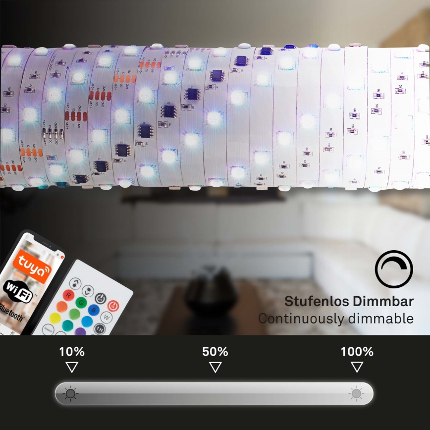 Brilo - Ruban RGBW à intensité variable MUSIC 6,65m LED/18W/230V Wi-Fi Tuya + télécommande