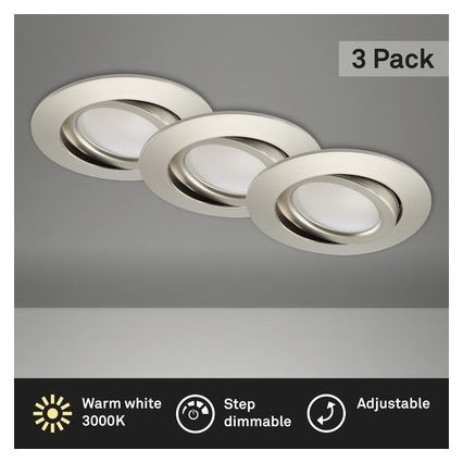 Brilo - SET 3x Dimmbare LED-Einbauleuchte für Badezimmer LED/5W/230V IP23 matt Chrom