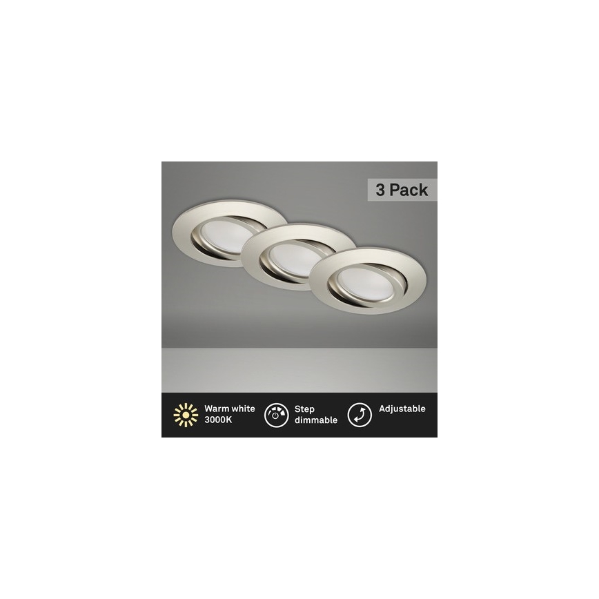 Brilo - SET 3x Dimmbare LED-Einbauleuchte für Badezimmer LED/5W/230V IP23 matt Chrom