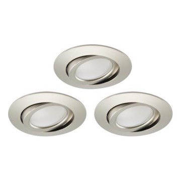 Brilo - SET 3x Dimmbare LED-Einbauleuchte für Badezimmer LED/5W/230V IP23 matt Chrom