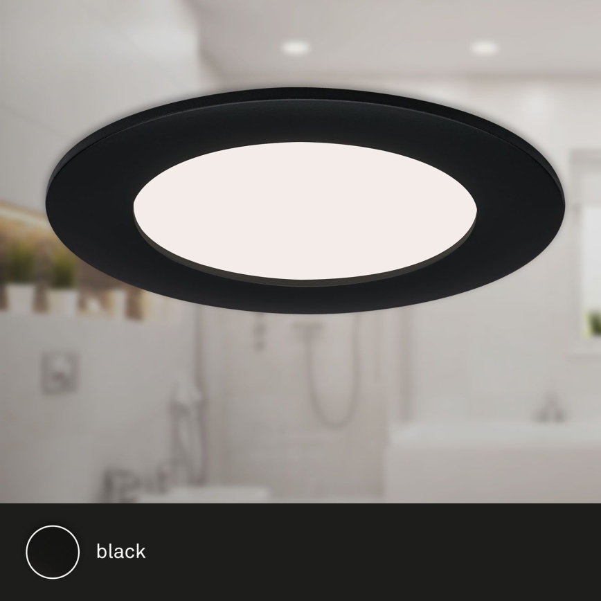 Brilo - Set da 3 faretti LED da incasso per bagno FLAT LED/6W/230V IP44 nero