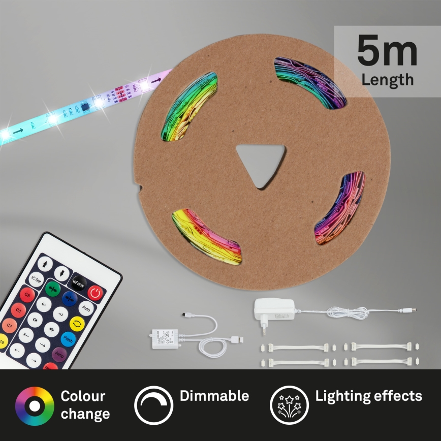 Brilo - Striscia LED RGBW dimmerabile 6,5m LED/24W/230V + telecomando