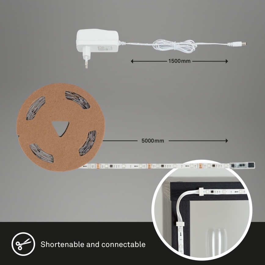 Brilo - Striscia LED RGBW dimmerabile 6,5m LED/24W/230V + telecomando