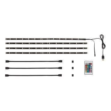 Brilo - Striscia LED RGBW dimmerabile per TV 3m LED/2,5W/USB + telecomando