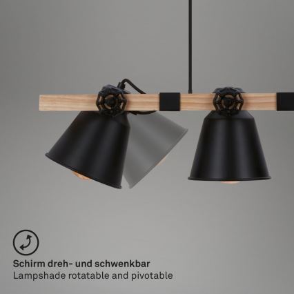 Brilo - Suspension filaire TALLE 4xE27/40W/230V hévéa