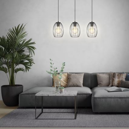 Brilo - Suspension filaire WAKTU 3xE27/60W/230V hévéa