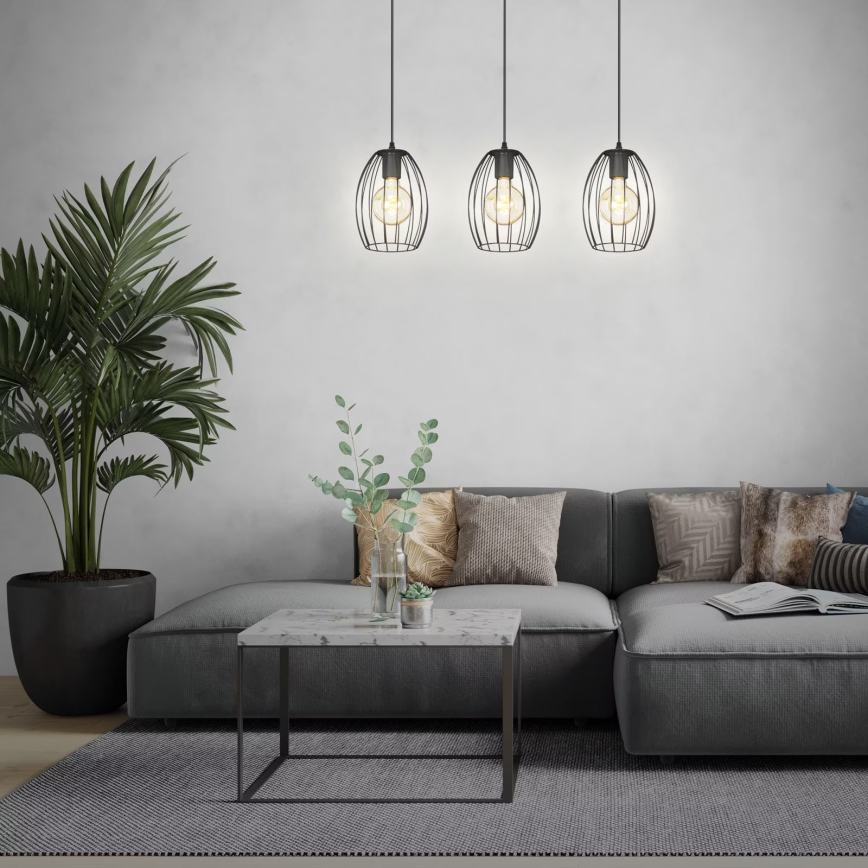 Brilo - Suspension filaire WAKTU 3xE27/60W/230V hévéa