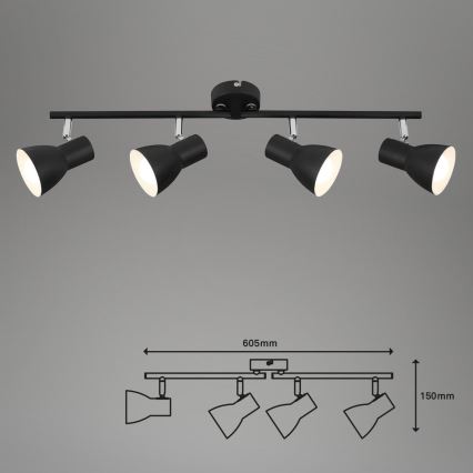 Briloner 10698890 - Faretto 4xE14/25W/230V nero