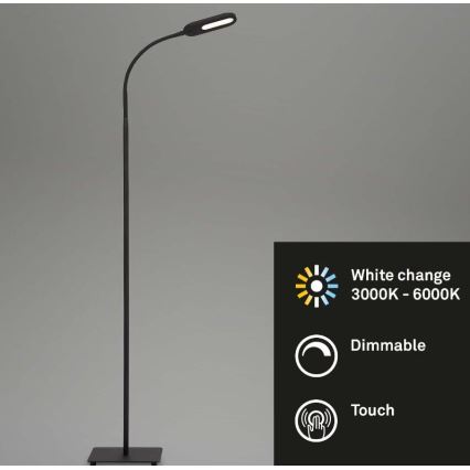 Briloner 1297-015 - Lampadaire flexible à intensité variable LED/6,6W/230V 3000K/4000K/6000K
