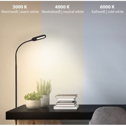 Briloner 1297-015 - Lampadaire flexible à intensité variable LED/6,6W/230V 3000K/4000K/6000K