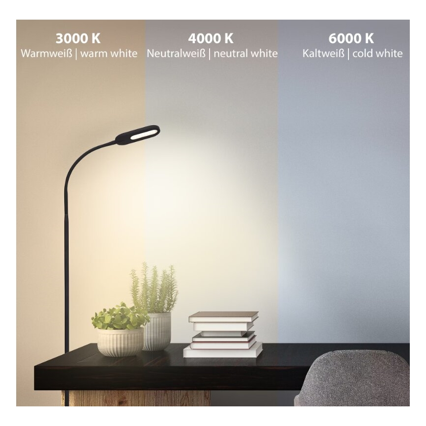Briloner 1297-015 - Lampadaire flexible à intensité variable LED/6,6W/230V 3000K/4000K/6000K