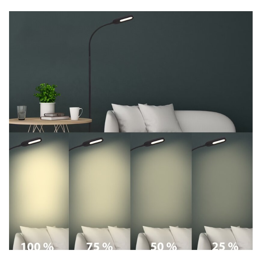 Briloner 1297-015 - Lampadaire flexible à intensité variable LED/6,6W/230V 3000K/4000K/6000K