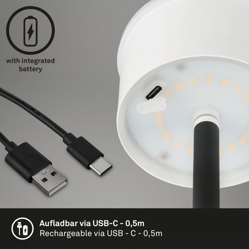 Briloner 1438015 - Lampadaire LED dimmable KIKI LED/4,3W/5V IP44 2600 mAh noir