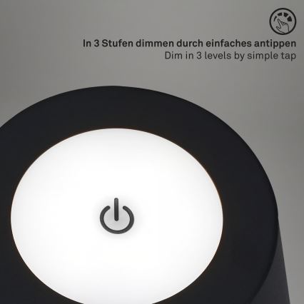 Briloner 1438015 - Lampadaire LED dimmable KIKI LED/4,3W/5V IP44 2600 mAh noir
