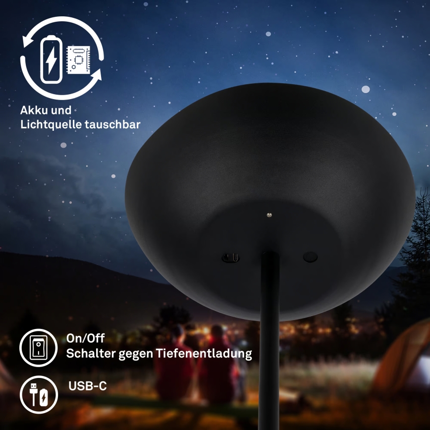 Briloner 1500015 - Lampada da terra dimmerabile a LED ESTATE LED/8W/5V 4000 mAh nera