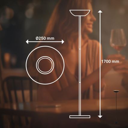 Briloner 1500015 - Lampadaire dimmable à LED ESTATE LED/8W/5V 4000 mAh noir