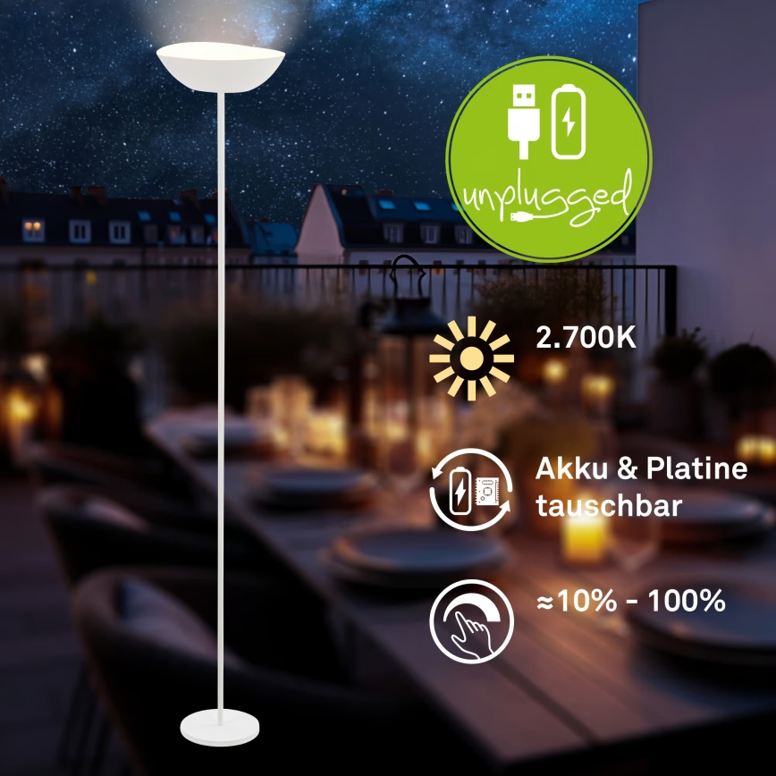 Briloner 1500016 - Lampada da terra dimmerabile ESTATE LED/8W/5V 4000 mAh bianca