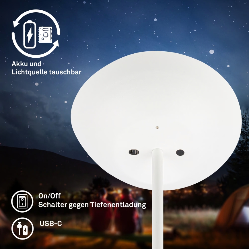 Briloner 1500016 - Lampada da terra dimmerabile ESTATE LED/8W/5V 4000 mAh bianca
