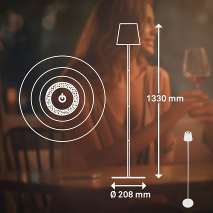Briloner 1507016 - Lampada da terra dimmerabile a LED KIKI LED/4,3W/5V IP44 2600 mAh bianca