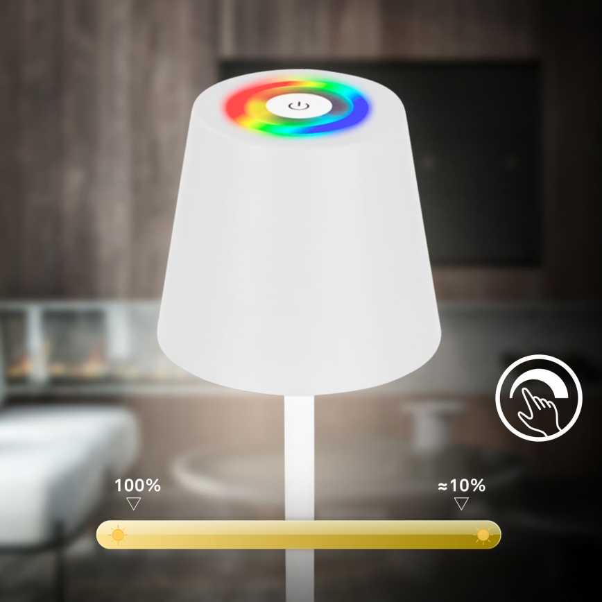 Briloner 1507016 - Lampadaire LED dimmable KIKI LED/4,3W/5V IP44 2600 mAh blanc