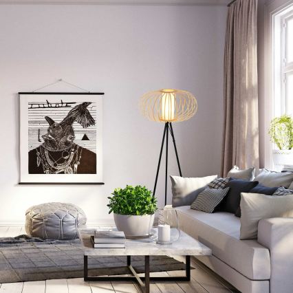 Briloner 1759011 - Lampada da terra 1xE27/10W/230V bambù/nera