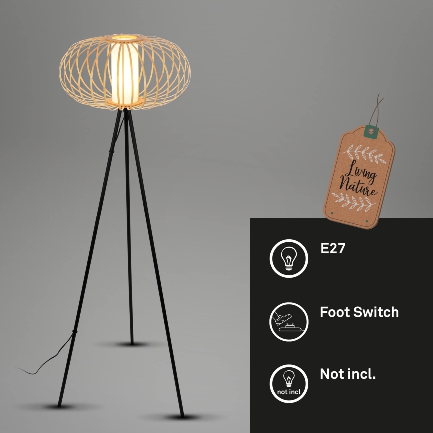 Briloner 1759011 - Lampadaire 1x E27/10W/230V bambou/noir