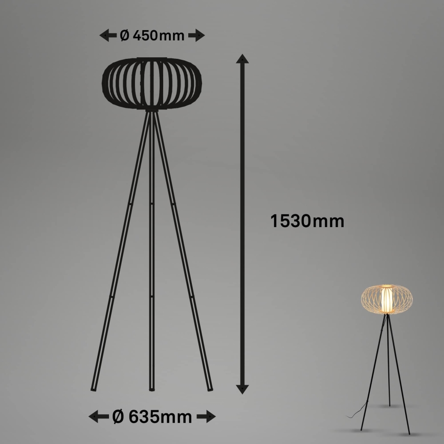 Briloner 1759011 - Lampadaire 1x E27/10W/230V bambou/noir