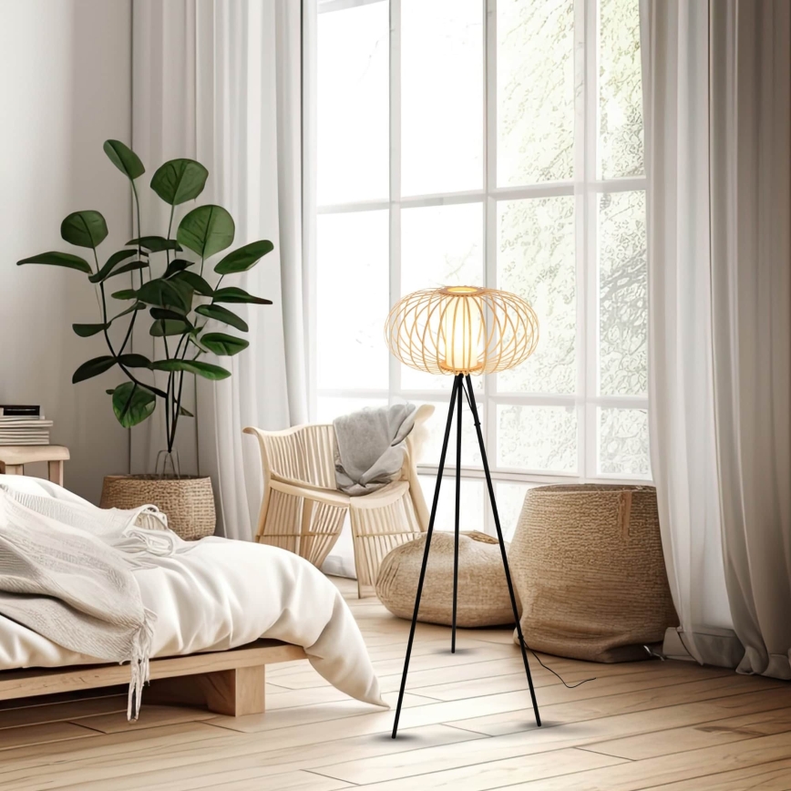 Briloner 1759011 - Stehlampe 1xE27/10W/230V Bambus/Schwarz