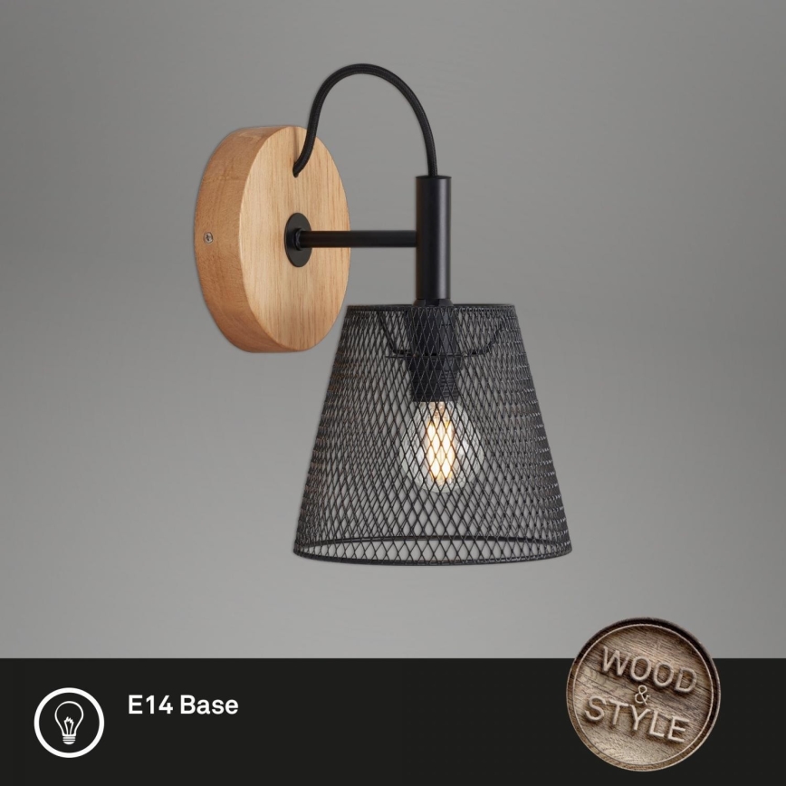 Briloner 2077-015 - Applique WOOD & STYLE 1xE14/25W/230V albero di caucciù
