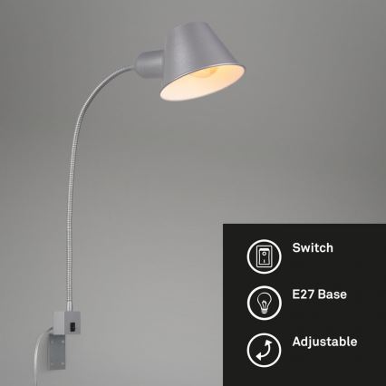Briloner 2079-014 - Flexible Wandleuchte 1xE27/10W/230V silbern