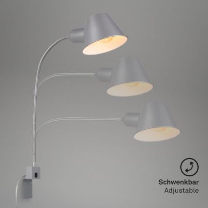 Briloner 2079-014 - Flexible Wandleuchte 1xE27/10W/230V silbern
