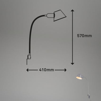 Briloner 2079-014 - Flexible Wandleuchte 1xE27/10W/230V silbern