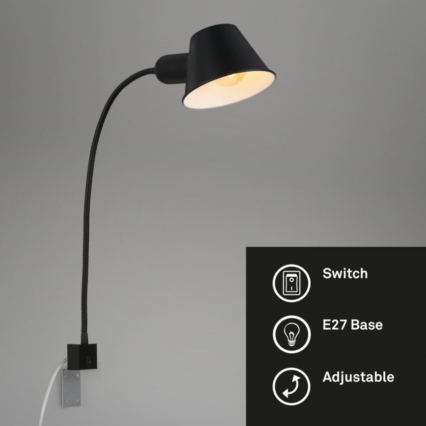 Briloner 2079-015 - Lampada flessibile a parete 1xE27/10W/230V nero