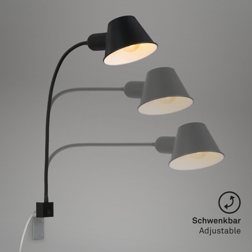 Briloner 2079-015 - Lampada flessibile a parete 1xE27/10W/230V nero