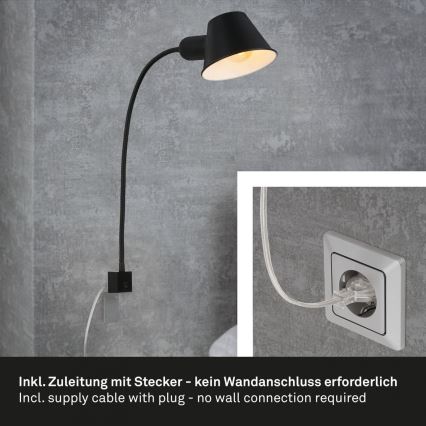 Briloner 2079-015 - Lampada flessibile a parete 1xE27/10W/230V nero