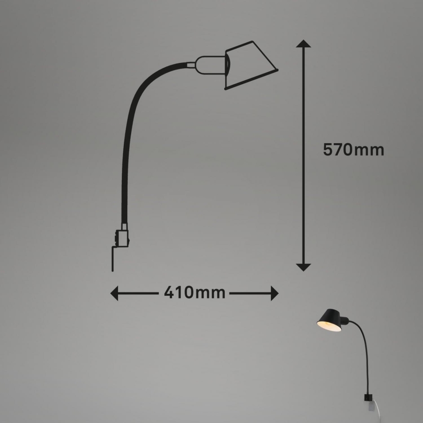 Briloner 2079-015 - Lampada flessibile a parete 1xE27/10W/230V nero