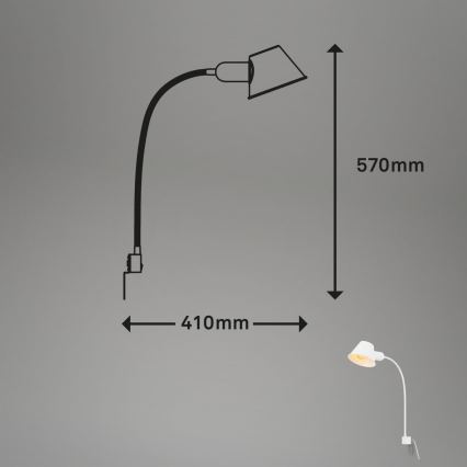 Briloner 2079-016 - Lampada flessibile a parete 1xE27/10W/230V bianco